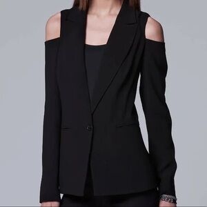 Vera Wang Black Cold Shoulder Blazer